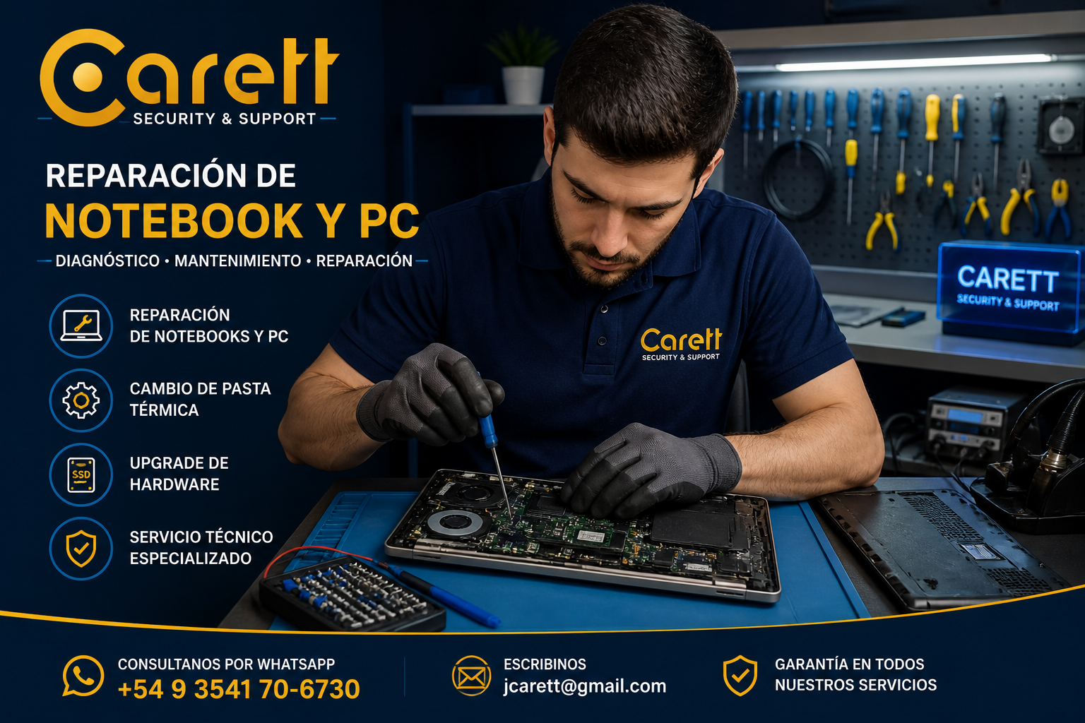 Reparación de notebook y PC Carett